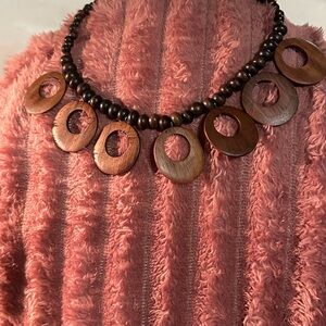 Elegant Brown Wooden Beaded Necklace